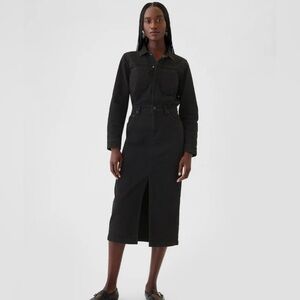 Gap Black Denim Midi Dress. Size Large